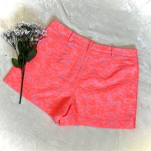 J. CREW Neon Pink Coral Palm Jacquard Tap Shorts - Size 6
